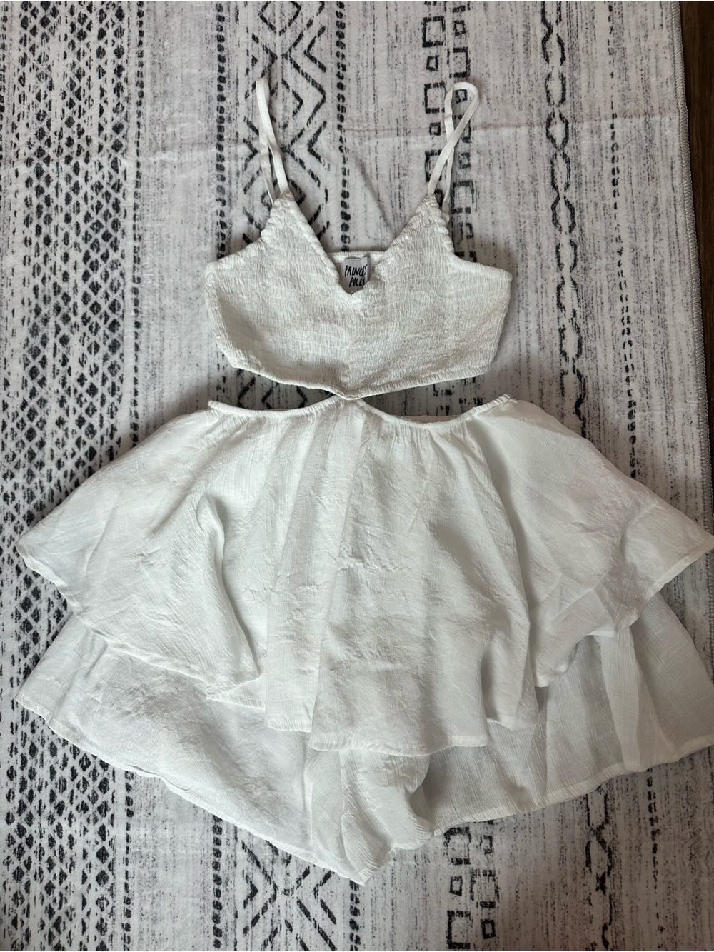 Princess Polly White Textured Cutout Romper